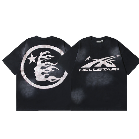 Hellstar Washed Print Glitter Short-Sleeve T-Shirt